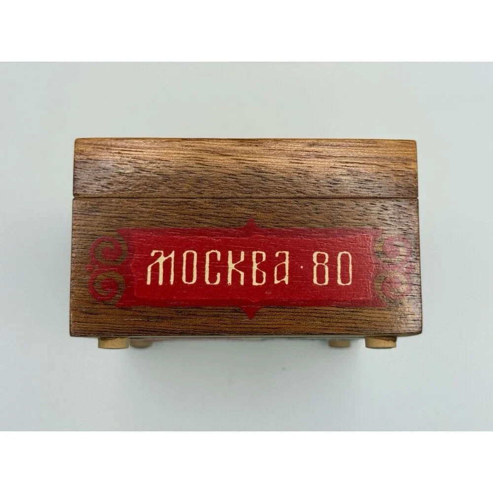 Vintage 1980 Moscow Olympics Hand Painted Wooden Box Soviet Memorabilia